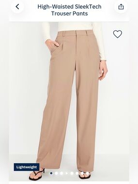 Old Navy Women's High-rise Wide-Leg Sleektech Trousers in Light Tan